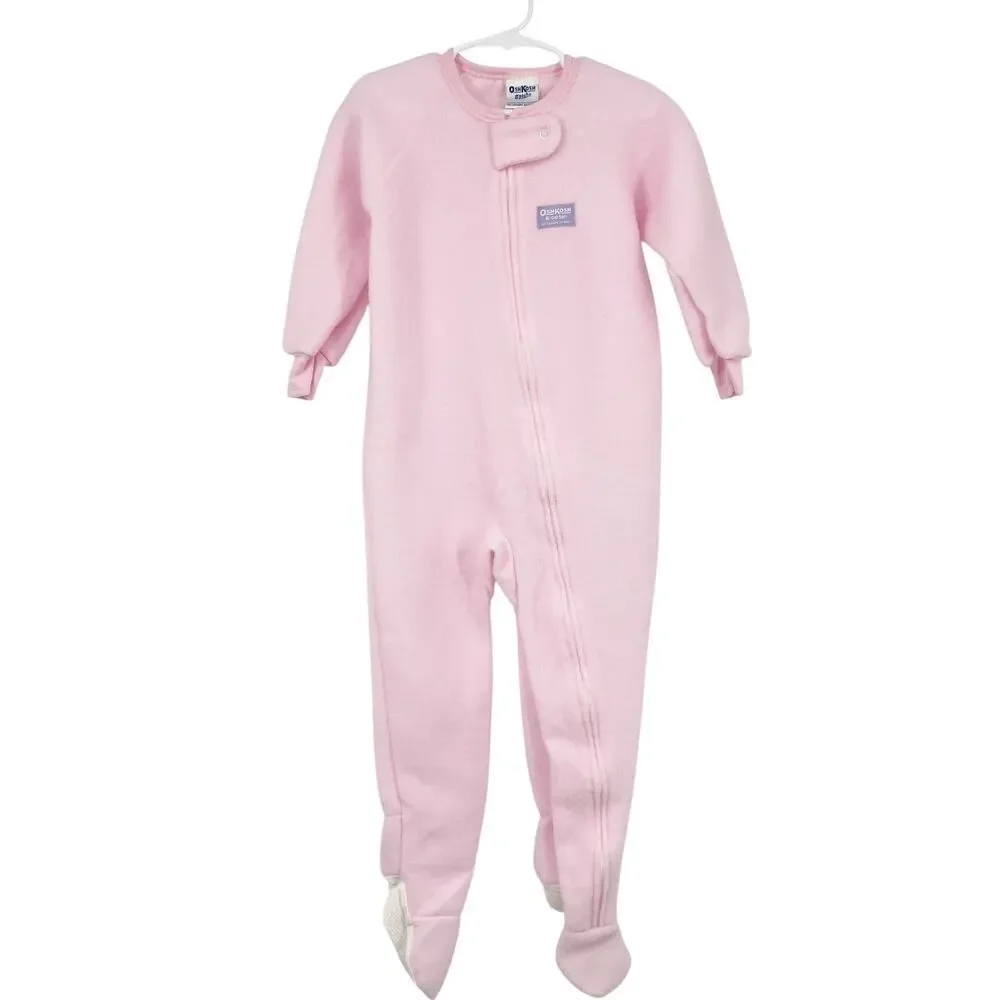 Osh Kosh B'Gosh VINTAGE Pink Footed Pajama Sleeper Zip up Fleece Baby Size 3T